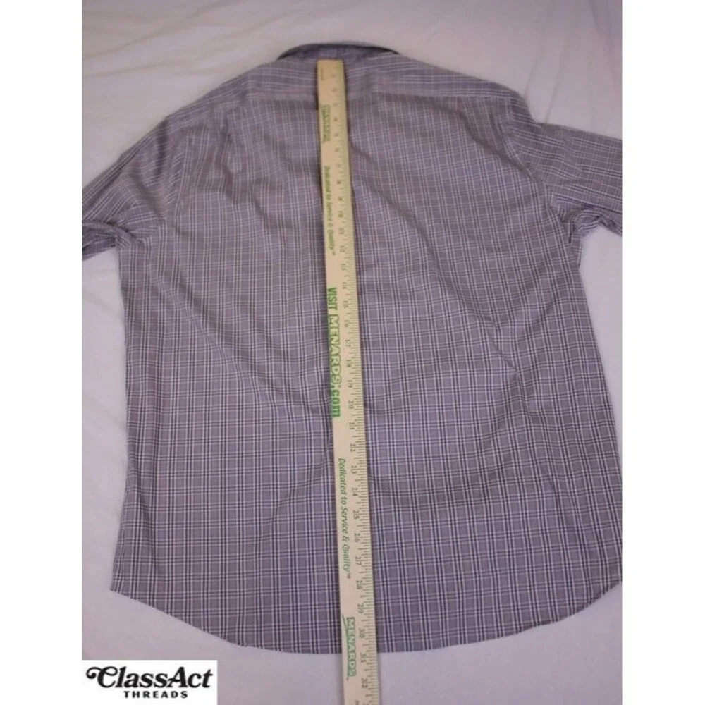 Lauren Ralph Lauren Gray Plaid Slim Fit Performance Stretch 17.5 XL Black Label - Picture 5 of 10